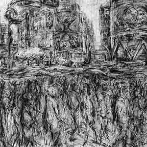 Jeanette_Barnes_Shibuya_Crossing_Compressed_charcoal_on_paper_150x210cm_detail